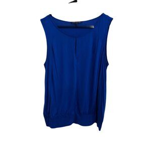 Cable & Gauge Blue Viscose Flowy Sleeveless Blouse Tank Top Size L Coastal Chic